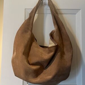 Brown Suede Hobo Bag